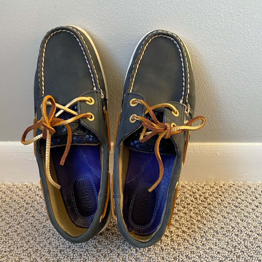 Navy Sperry Top Sider With Sequence - image 1